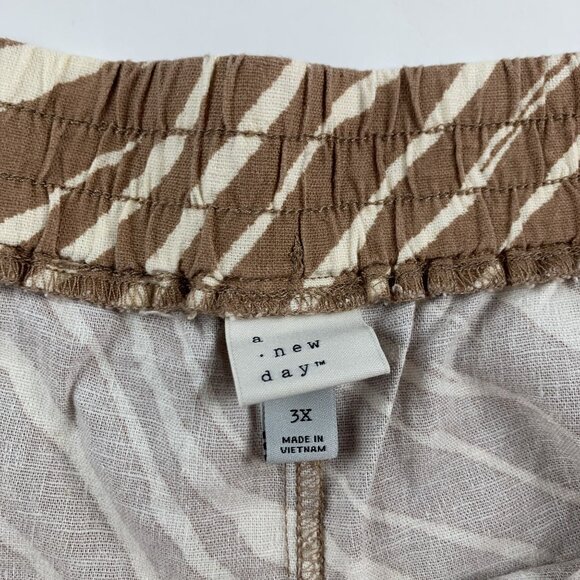 A New Day Brown Zebra Print Linen Blend Wide Leg Lounge Pant 3X New - Picture 5 of 8